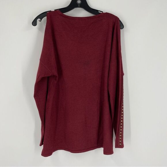 Westport Women’s Long Sleeve Cut Out Shoulder Red Blouse size M - Picture 4 of 4